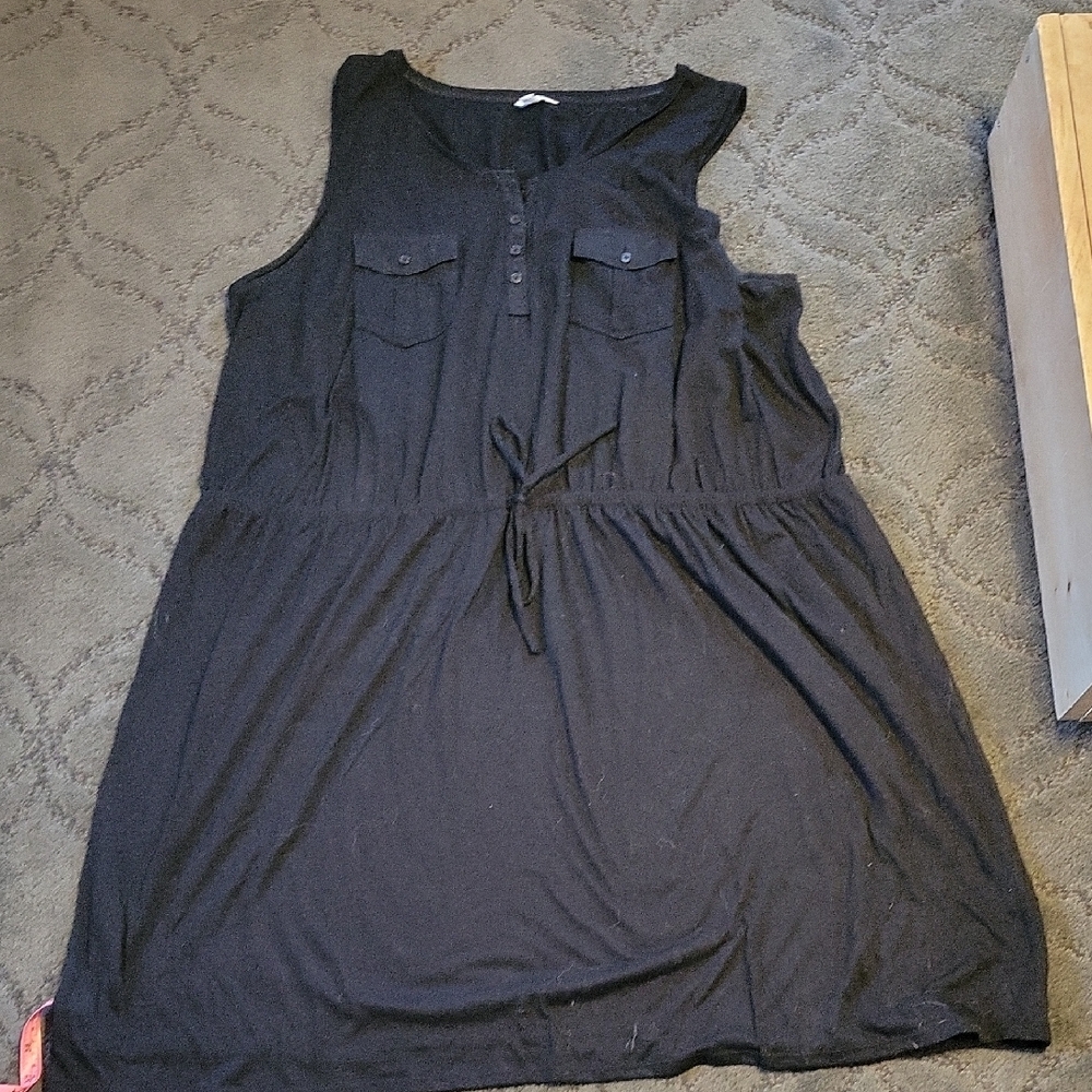 Sonoma Black Sleeveless Drawstring Tunic with Chest Pockets